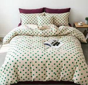 Juego de Edredón de Algodón con Estampado de Lunares Azules, 400 Hilos, 3 Piezas, Ropa de Cama Moderna para el Hogar, Lavable - Product Image 2