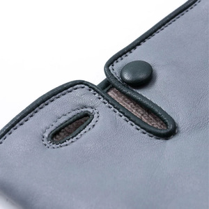 Ikhlas Sports Women Light Gray Sheepskin Leather <b>Gloves</b> Soft Warm Lined Winter Elegant Button Wrist <b>Touchscreen</b> Needle Detection - Product Image 5