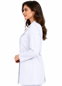Bata de Laboratorio Blanca para Doctoras, Manga Larga, Transpirable, Uniforme Médico de Algodón y Poliéster, Ropa de Trabajo para Hospital y Laboratorio, Personalizable - Product Image 2