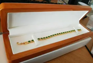 Pulsera de Tenis Vintage con Moissanita Verde de Corte Redondo, Plata de Ley 925, Chapada en Oro Amarillo, 16 g, Joyería de Lujo para Hombre - Product Image 3