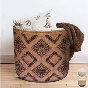 Handwoven Geometric <b>Jute</b> <b>Basket</b> - Product Image 2