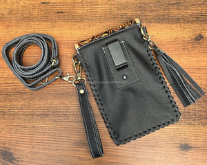 Hand Tooled Leather <b>Phone</b> Holster with <b>Belt</b> Clip High Quality Genuine Leather Crossbody Mobile Bags Cowhide Wristlet <b>Phone</b> <b>Pouch</b> - Product Image 6