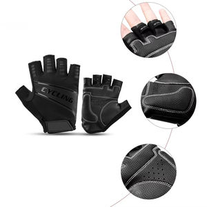 Gants de course et de cyclisme en cuir réfléchissants à écran tactile personnalisés, mi-doigts, pour hommes et femmes, pour l'été, la gym et l'extérieur - Product Image 1