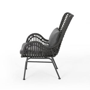 Set di 2 Sedie Club da Esterno in Vimini Grigio e Grigio Scuro con Cuscini per Uso in Giardino - Product Image 4