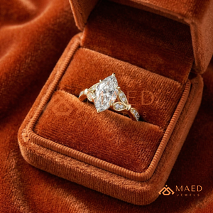 แหวนมอสซาไนต์ทรงมาร์คีส์ชุบทอง 14K ดีไซน์หรูหราสำหรับเจ้าสาว ใช้เป็นเครื่องประดับสัญญาสำหรับผู้หญิง สวมใส่ได้ทุกวัน เป็นของขวัญ สไตล์หรูหราทันสมัย - Product Image 4