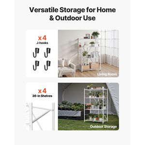 Scaffale Pieghevole a 4 Ripiani 36L X 21P X 60H Pollici, Unità di Stoccaggio in Metallo con 5 Ruote, Organizzatore Senza Montaggio - Product Image 6