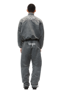Ensemble de survêtement gris pour homme, fermeture éclair intégrale, polyester respirant, coupe décontractée, vêtements d'automne avec poches latérales pour homme - Product Image 3
