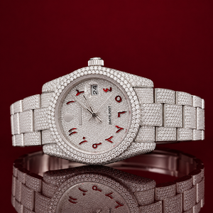 Reloj de Lujo para Hombre con Diamantes Moissanite Totalmente Cubiertos de Piedras |   Mecánico de Acero Inoxidable de 20 mm |   Busto de Hip Hop Resistente al Agua con Números Arábigos - Product Image 1