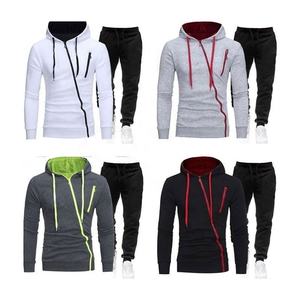 ชุดกางเกงวิ่งแขนยาว2ชิ้นแบบเข้ารูป,ชุดวอร์มผู้ชายมีฮู้ดและซิปสั่งมาใหม่ - Product Image 2