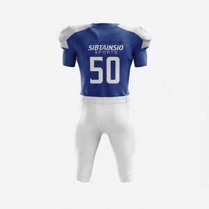 Custom Blue and White American Football <b>Padded</b> Jersey and Pants Set Two-Tone Team Uniform with Player Number Sublimated Uniform - Product Image 2