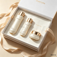 Ensemble cosmétique de luxe minimaliste en or, flacon vide en plastique personnalisé pour toner et lotion, pot pour crème visage, conteneur pour soins de beauté, cadeau