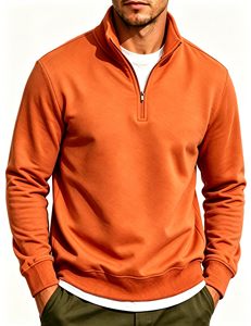 Sudadera con cremallera de cuarto de cuello para hombre, de felpa francesa gruesa, 100% algodón, lisa, estilo urbano, con logotipo personalizado, venta al por mayor - Product Image 5