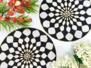 Handmade Beaded Placemat <b>Round</b> Table <b>Mat</b> Embroidered Floral Decorative <b>Mats</b> for Home Hotel Wedding Party - Product Image 2
