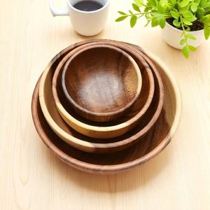 Tazón de Madera de Acacia: Tazón Rústico de Madera Natural para Comida y Ensaladas, Tazón de Madera de Acacia con Fondo Plano, Tazón de Madera para Bebés - Product Image 2