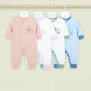 Conjunto de Ropa para Bebé ALB02 con Diseño de Dibujos Animados, Cuello Redondo, Botones Laterales, Manga Larga, Tejido de Punto Transpirable - Product Image 5