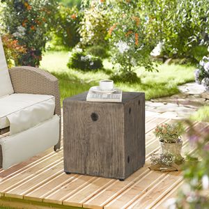 Tavolino Rustico in Cemento Grigio con Finitura Effetto Legno, Tavolino da Interno ed Esterno per Arredamento Casa - Product Image 2