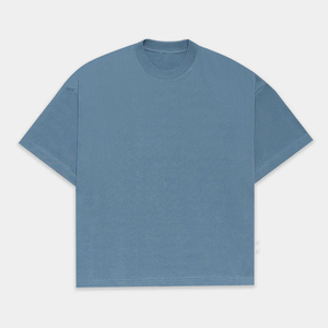 Camiseta Oversize de Algodón de Alta Calidad, Lisa, 260 g/m², Estilo Casual con Hombros Caídos, Color Azul Teñido - Product Image 4