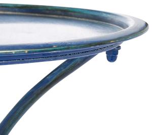 Bain d'oiseaux en métal bleu le plus vendu, style soufflé à la main, avec piédestal de jardin orné et figurine d'oiseau bleu pour pelouse - Product Image 5