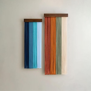 Tapiz Minimalista de Macramé Tejido, Decoración de Pared Abstracta con Rayas Verticales Rectangulares para Sala de Estar, Pieza Única - Product Image 2