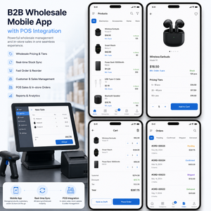 Meilleure application mobile B2B en gros avec intégration POS pour Android, iOS, Web, solution ERP de facturation et de gestion des stocks multi-vendeurs - Product Image 1