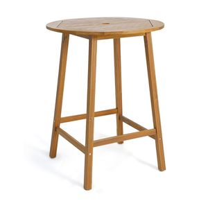 Tavolo da Esterno Altezza Bar con Foro per Ombrellone e Piano a Doghe per Patio e Giardino - Product Image 5