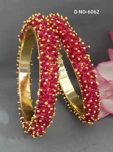Golden <b>Ruby</b> Pearl Bangles for Women Gold Plated Traditional Ethnic <b>Bracelet</b> Set Wedding Party Festive Wear Jewelry SKU 6062 - Product Image 4