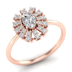 Anillo de compromiso y promesa REYES de oro macizo de 14K con moissanita certificada GRA, diseño floral, precio mayorista para mujer - Product Image 2