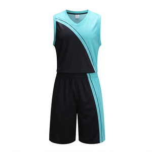 Men's Color Blocked Basketball Jersey Set Black Teal Quick Dry Sleeveless Top Bermuda <b>Shorts</b> Sporty Style Elastic Knitted Print - Product Image 1