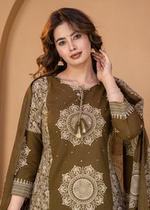 Traditional <b>Indian</b> Women's Brown Cotton Digital Print Quick Dry Knee-Length <b>Kurta</b> Set Regular Fit Casual Wear All Seasons - Product Image 6