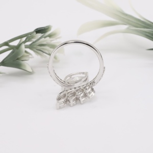 Luxury <b>White</b> Gold Marquise Cut lab Grown Diamond Bypass Ring Classic Botanical Leaf <b>Wrap</b> Spiral Band Fine Jewelry For Women - Product Image 3