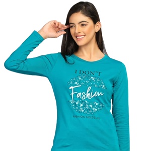 T-shirts pour femmes personnalisés en gros, imprimés de lettres, broderie en coton, col rond, manches courtes, spandex, anti-boulochage - Product Image 1