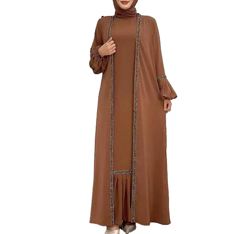 Robe longue à manches longues dubaï Abaya 2023 Kaftan turc EID modeste vêtements islamiques dubaï élégant brillant soie ouvert Abaya
