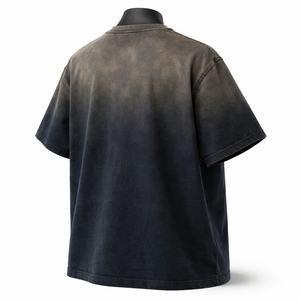 T-shirt Homme Oversize Personnalisé Effet Délavé Vintage Dégradé Streetwear Coton Manches Courtes Décontracté Mode Uni OEM - Product Image 4