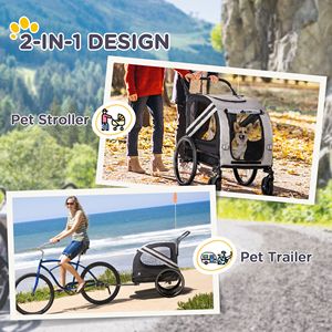 Remolque/Cochecito para Mascotas 2 en 1 de Aluminio, Color Gris, con 4 Ruedas, Reflectores, Bandera de Seguridad, Tamaño Grande para Transportar Ovejas - Product Image 4