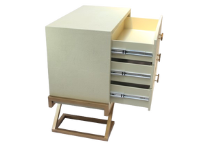 Table de chevet moderne convertible en bois massif avec cadre en faux shagreen, extensible et pliable, trois tiroirs réglables, mobilier de maison - Product Image 5