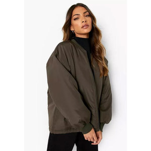 High Quality Female Fashion Bomber <b>Jacket</b> 100% Cotton Breathable Durable Outdoor Street Wear Zipper Closure Stand Collar All - Product Image 5