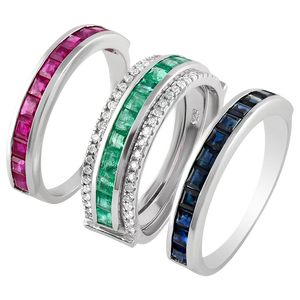 แหวนเพชรและทับทิม ไพลินสีน้ำเงิน มรกต เงินแท้ 92.5 รุ่น KLSR-10777 - Product Image 1