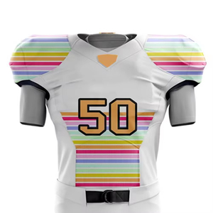 Custom Sublimated American Football Jersey Unisex Adult Short Sleeve Striped Design Breathable Fitted With Number 50 And Player - Product Image 4