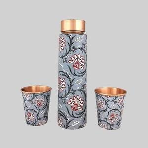 Botella de Agua Tradicional de Cobre con 2 Tazas, Diseño Bohemio, Juego de Bebidas Portátil para Uso Doméstico - Product Image 2