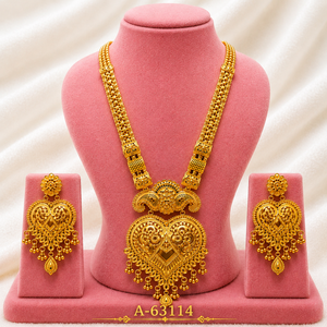 Parure de mariée pour femme en filigrane découpé au laser, plaqué or 24 carats, alliage, grand motif floral central, élégante, multi A-63112 - Product Image 5