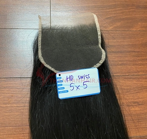 Meilleure Qualité 5x5 Swiss HD Lace Closure Cheveux Humains Lisses Provenant de Cheveux de Femme Vietnamienne - Product Image 1
