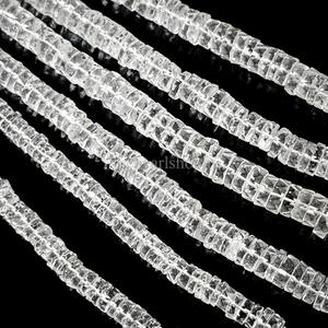 Cuentas facetadas de cuarzo cristalino natural de 6 a 7 mm, cuentas de cuarzo transparente en forma de neumático para la fabricación de joyería, cuentas de cristal. - Product Image 3