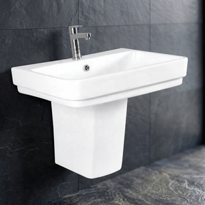 Vistaar Capri Space Saving Wall Hung Half Pedestal Ceramic Wash Basin Sink For Villa Project Supply - Product Image 5