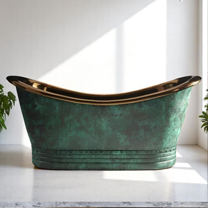 อ่างอาบน้ำทรงคลาสสิกสีดำ ตกแต่งด้วยลายฉลุดอกไม้สีทอง จำหน่ายในราคาขายส่ง - Product Image 4