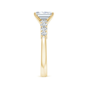 Anillo de Compromiso de Lujo con Diamante Cultivado en Laboratorio con Corte Esmeralda, Piedras Laterales de Diamante, Certificado IGI, Chapado en Rodio, Regalo de Aniversario - Product Image 2