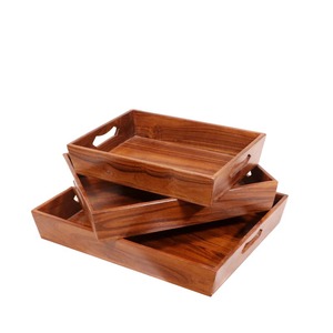 Bandeja de Madera Hecha a Mano con Acabado Natural Premium, Elegante Vajilla Rústica Multiusos para Cocina y Comedor, Venta al Por Mayor - Product Image 1