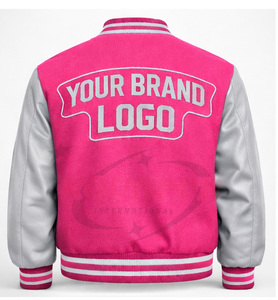 Veste universitaire rose personnalisée avec logo OEM, vente en gros, veste de sport unisexe pour équipes scolaires, clubs, mode streetwear - Product Image 2