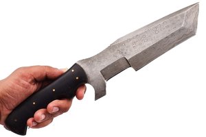 Cuchillo Zombie de Acero de Damasco con Mango de Madera, Hoja de Punta Caída y Borde Recto de 0.6 mm de Grosor - Product Image 4