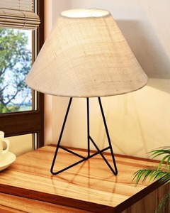 KS International <b>Rustic</b> Iron Handmade Table Lamp Fabric Shade Floor Stand <b>Desk</b> Light for Home Decoration Bedroom Living Room - Product Image 2