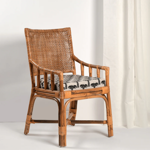 Wholesale Bamboo Rattan Armchair Handwoven <b>Backrest</b> Cushioned Seat Sturdy Frame <b>for</b> Living Room Bedroom Furniture Vietnam - Product Image 1